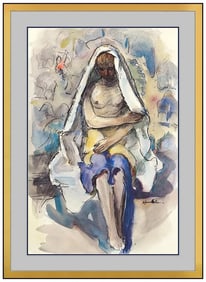 Clarence Hinkle Signed Original Ink Watercolor Painting Framed Art