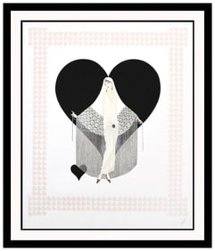 Erte Signed Original Fringe Gown Embossed Serigraph Art Deco Costume Framed