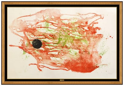 Joan Miro Signed Original Serie I Red Green Lithograph Abstract Framed Art