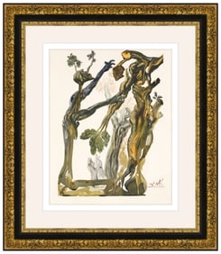 Salvador Dali Signed Original Inferno Canto 13 Wood Engraving Framed Art