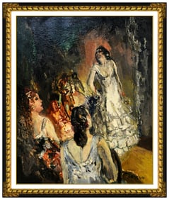 Jean Louis Marcel Cosson Signed Original Oil Dancers Painting on Canvas Art