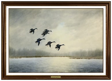 Joseph Day Knap Signed Original Watercolor Ducks Birds Landscape Painting Art