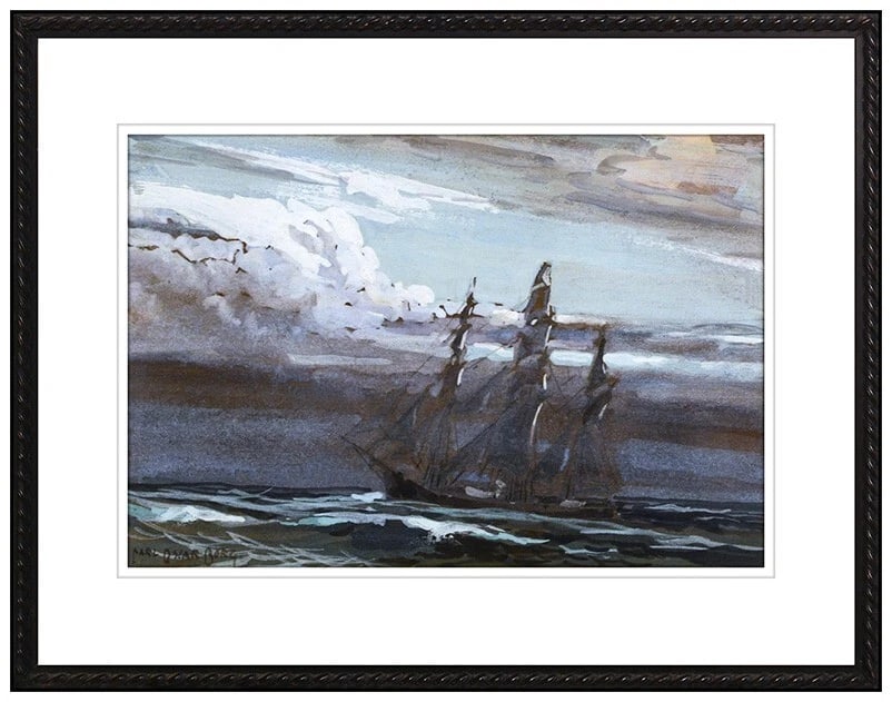 Carl Oscar Borg Signed Original Gouache Nautical Seascape Ship Painting Art: This Lot Includes:Gallery Coa & In-house Shipping (*Insurance And International Shipping For An Additional charge)Artist: Carl Oscar Borg Title: Clipper At SeaMedium: Gouache PaintingSize: 5” X