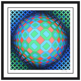 Victor Vasarely Signed Original Vega Cor Screenprint Optical Art Framed