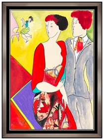 Linda Le Kinff Signed Original Oil Collage Cubism Portrait Painting on Board Art