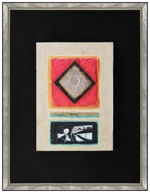 David Pryor Adickes Signed Original Large Oil Abstract Painting on Board Framed