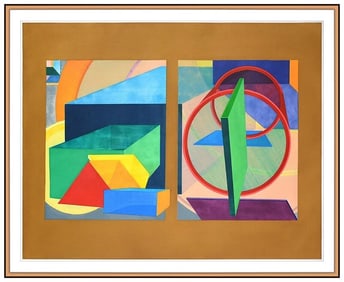 Al Held Signed Original Out And In Aquatint Geometric Painting Framed Art