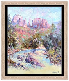 Hans Ressdorf Signed Original Large Oil Landscape Painting on Canvas Framed Art