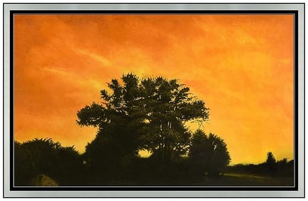 Don Pollack Signed Original Large Oil Landscape Painting on Canvas Framed Art