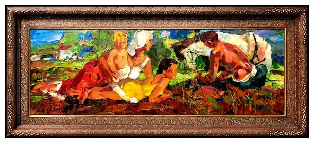 John Costigan Signed Original Oil Portrait Landscape Painting on Board Framed