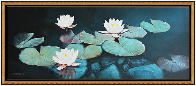 Carl Schlademan Signed Original Large Oil Floral Landscape Painting on Canvas
