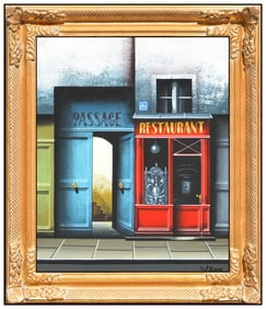 Yann Penhouet Signed Original Oil Paris Cityscape Painting on Canvas Framed Art