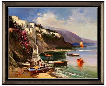 Claudio Simonetti Signed Original Oil Landscape Painting on Board Framed Art