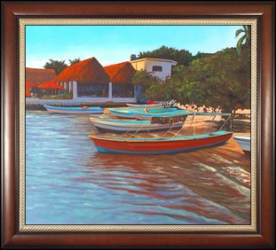 Tom Swimm Signed Original Large Oil Beach Landscape Painting on Canvas Art