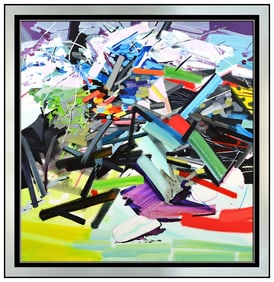Robert Goodman Signed Original Large Oil Floral Abstract Painting on Canvas Art