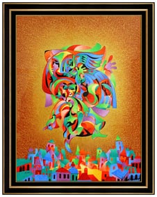 Anatole Krasnyansky Signed Original Citys Joy Serigraph Modern Framed Art