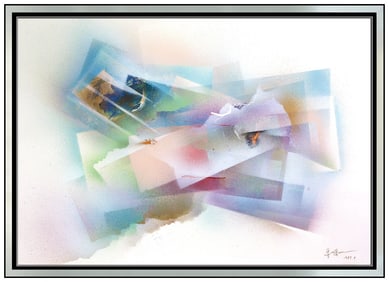 Pan Qiqun Signed Original Large Acrylic Airbrush Modern Abstract Painting Art