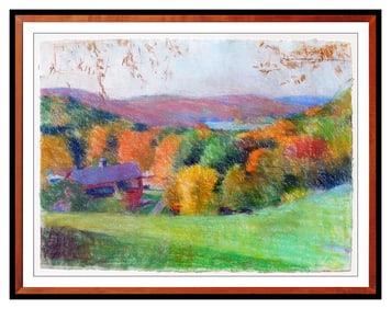 Larry Horowitz Signed Original Pastel Lake Landscape Painting Large Framed Art