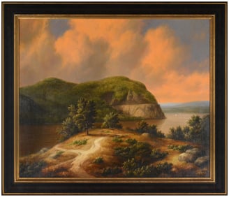 Thomas Locker Signed Original Large Oil Water Landscape Painting on Board Art