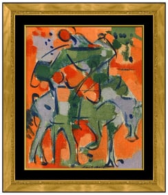 Carl Holty Signed Original Oil Animal Figurative Painting on Canvas Board Framed