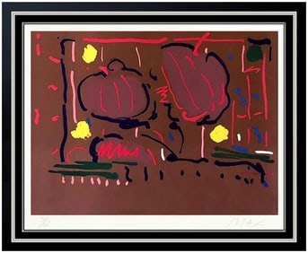 Peter Max Signed Original Earth Flowers Silkscreen Pop Art Framed Vintage