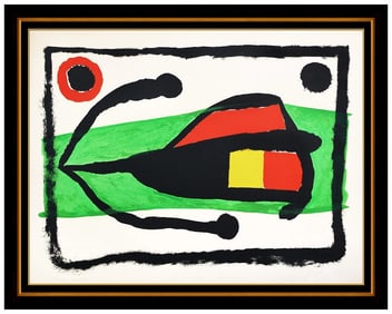 Joan Miro Signed Original Altamira Color Lithograph Abstract Framed Art