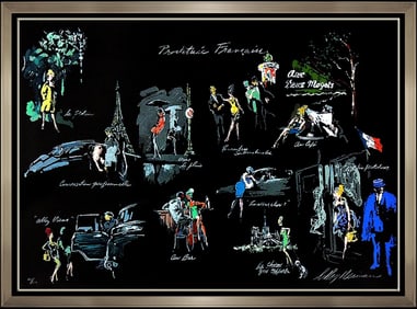 Leroy Neiman Signed Original Nude Female Paris Serigraph Framed Art