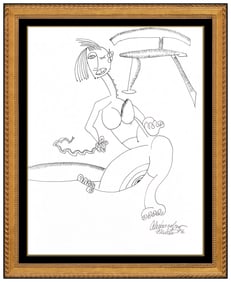 Alexandra Nechita Signed Original Ink Cubism Petite Picasso Drawing Framed Art