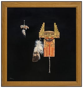 Kirby Sattler Signed Original Acrylic Native American Motif Painting on Board