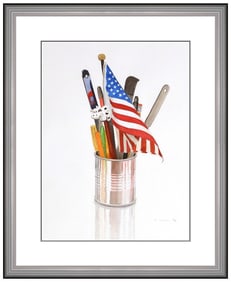 Phyllis Sloane Signed Original Rare Watercolor Still Life Painting Framed Art