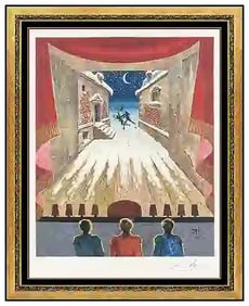 Salvador Dali Signed Original The Crime Color Lithograph Surreal Framed Art