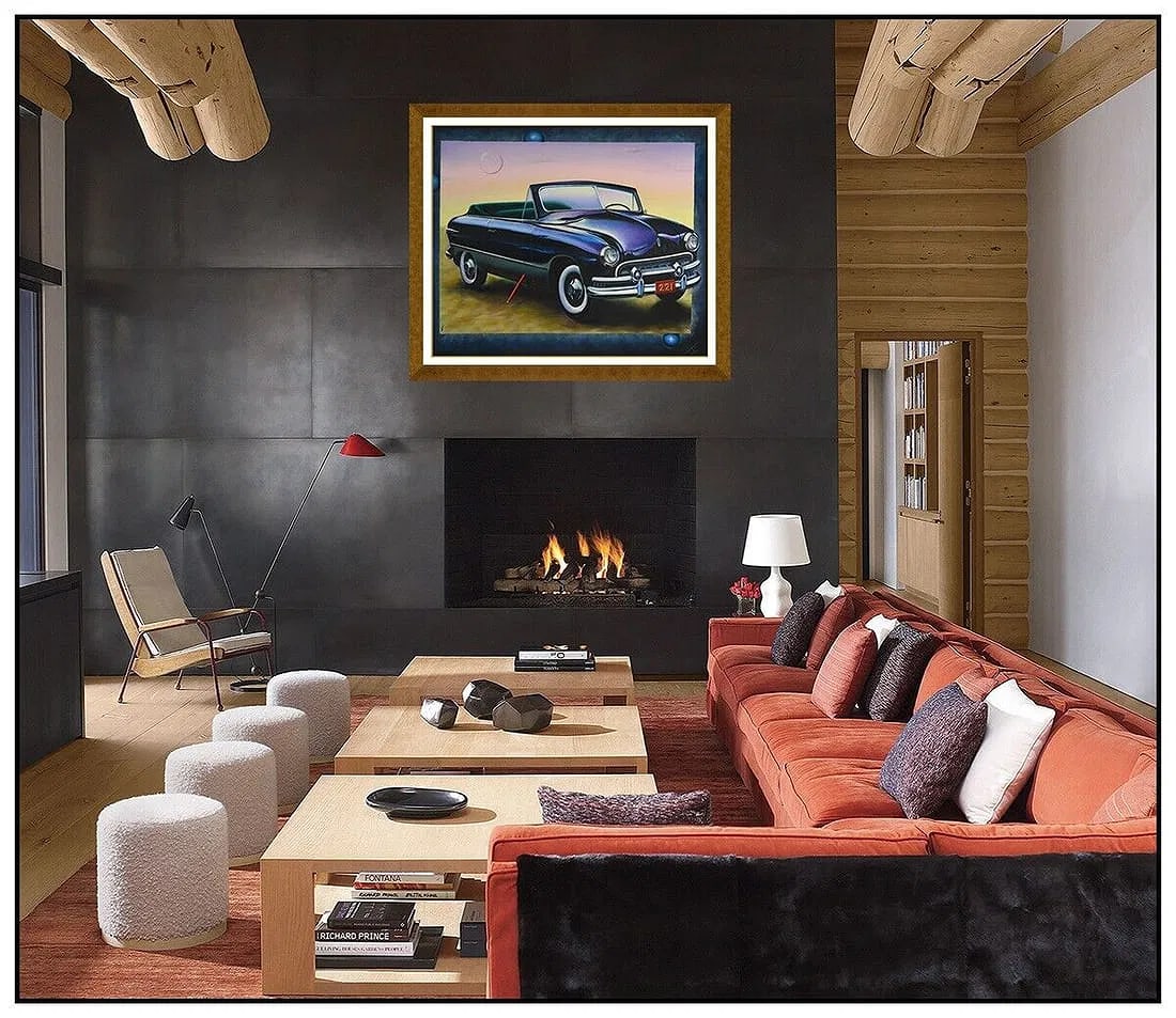 Ferjo Signed Original Large Acrylic Surreal Car Painting on Canvas Framed Art: This lot includes:Gallery COA & In-House shipping (*insurance and international shipping for an additional charge)Artist: FerjoTitle: The Classics Medium: Acrylic painting on canvas Size: 40” x