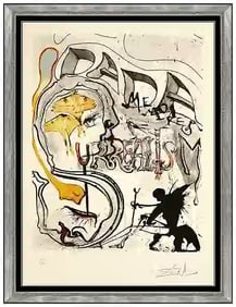 Salvador Dali Signed Original Angel Of Dada Etching Surrealism Framed Art