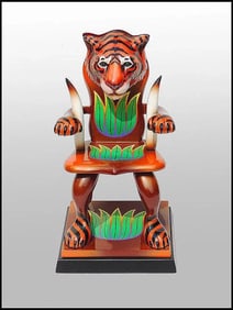 Dan Meyer Signed Original Tiger Chair Sculpture Daniel Painting Framed Art