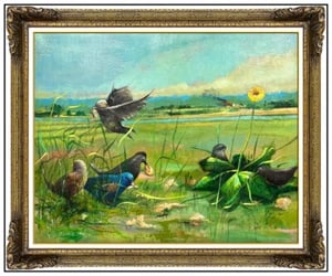 Peter Paone Signed Original Acrylic Bird Wildlife Landscape Painting Canvas