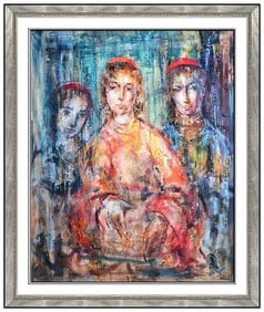 Edna Hibel Signed Original Large Oil Female Portrait Painting on Canvas Art