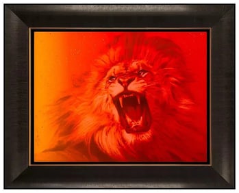 Adam Scott Rote Signed Original Sunset Lion Acrylic Painting on Canvas Art