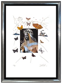Salvador Dali Signed Original Surrealist Butterfly Color Etching Framed Art