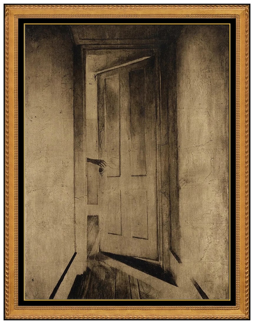 Slater Bradley Signed Original Oil Interior Painting on Canvas Framed Art: This lot includes:Gallery COA & In-House shipping (*insurance and international shipping for an additional charge)Artist: Slater Bradley Title: Mirrors and WindowsMedium: Oil On CanvasSize: 24" x 18"