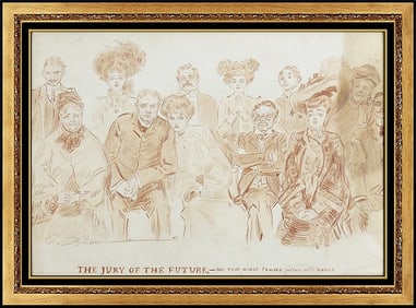 Charles Dana Gibson Signed Original Sanguine Portrait Drawing Framed Art