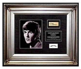 The Beatles Signed George Harrison Hair Lock Photo Music Memorabilia