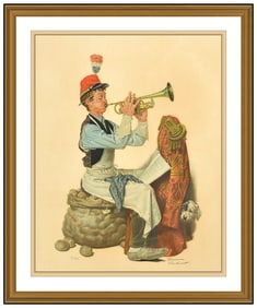 Norman Rockwell Signed Original Trumpeter Lithograph Saturday Evening Post