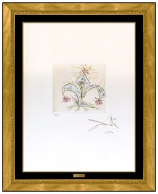 Salvador Dali Signed Original Lillie Color Etching Framed Flower Art