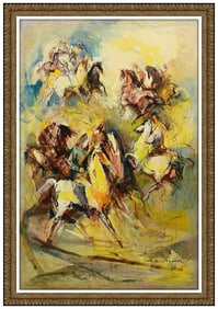 William Meyerowitz Signed Original Large Oil Horse Painting Canvas Art