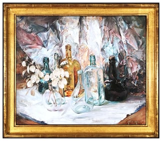 Arthur Meltzer Signed Authentic Original Oil Still Life Painting Canvas