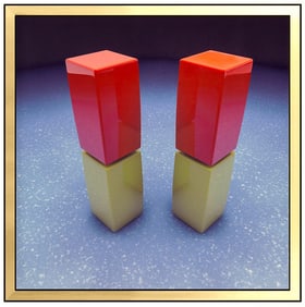 Ronald Davis Signed Original Two Posts Painting on Aluminum Art