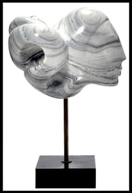 Anthony Quinn Signed Original Hand-Carved Marble Female Sculpture Modern