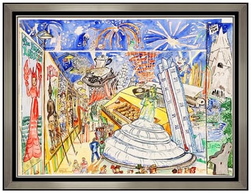 Red Grooms Signed Original 3D Cutout Modern Watercolor Painting