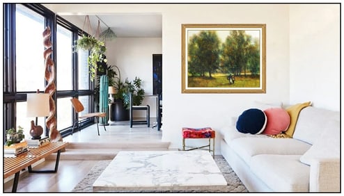 Donald Purdy Signed Original Oil Figure Landscape Painting Board