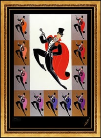 Erte Signed Original White Tie Embossed Serigraph Art Deco Costume
